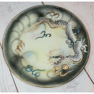 Vintage Hand Painted Japanese Moriage Black Dragon Ware Plate Saucer